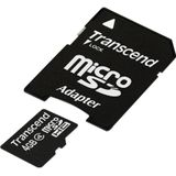 Transcend - MicroSD Kaart - 4GB - Zwart - Class 4 - Inclusief Adapter