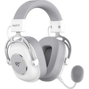 Havit H2002YG - 2.4G gaming-hoofdtelefoon (Wit en grijs) (Draadloze, Bedraad), Gaming headset, Grijs, Wit