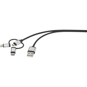 Renkforce iPad/iPhone/iPod, USB 2.0 aansluitkabel [1x Plug A 1x Micro B, Lightning Plug, C™ Plug]. (0.50 m, USB 2.0), USB-kabel
