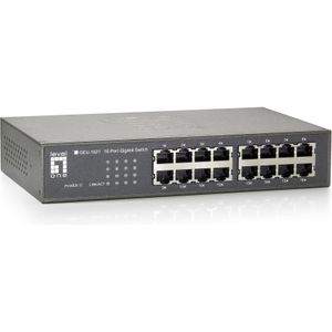 LevelOne GEU-1621: 16-poorts schakelaar 1Gbps (16 ports), Netwerkschakelaar, Grijs