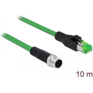 Delock Patchkabel M12 (4-pin) (M) naar RJ-45 (M) (SF/UTP, S/FTP, 10 m), Netwerkkabel