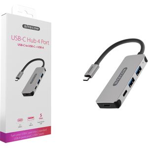 Sitecom - Usb hub - Usb c hub - 2 keer USB-C + 2 keer USB-A Hub 4 Port