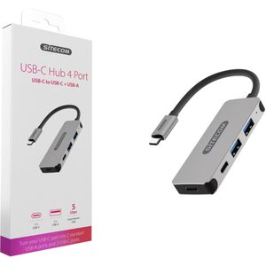 Sitecom - Usb hub - Usb c hub - 2 keer USB-C + 2 keer USB-A Hub 4 Port