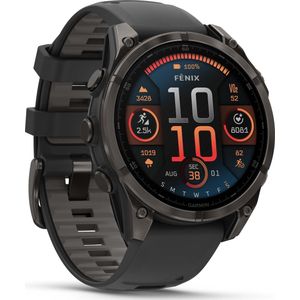 Garmin FENIX 8 AMOLED Saffier Titanium (47 mm, Polymeer, Metaal, Eén maat voor iedereen), Sporthorloges + Smartwatches