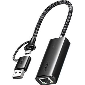 Ugreen 15638 USB-C/USB-A Αντάπτορας Δικτύου για Ενσύρματη σύνδεση Ethernet, Netwerkadapter