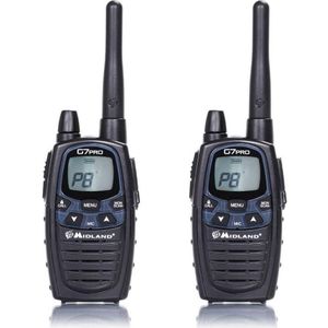 Midland G7 Pro Set (12 km), Walkietalkie, Blauw, Zwart