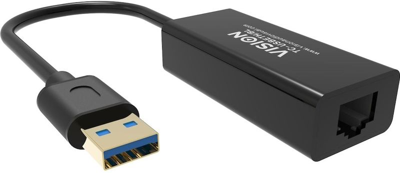 Vision - TC-USBETH/BL - Netwerkadapter - Zwart - USB - RJ45