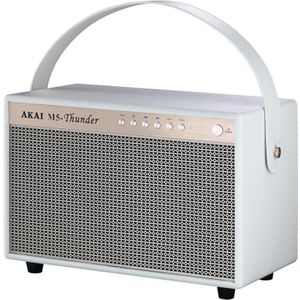 INNE Akai M5-Thunder Wit Draagbare Bluetooth Luidspreker In Retro Stijl (12 h, Oplaadbare batterij), Bluetooth luidspreker, Wit