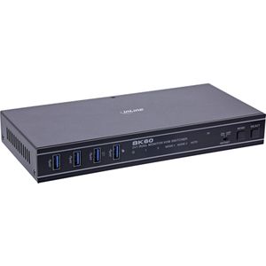 InLine  KVM Switch, 2-fach, HDMI, Dual Monitor, 8K60Hz, USB Hub, schwarz, KVM schakelaars, Zwart