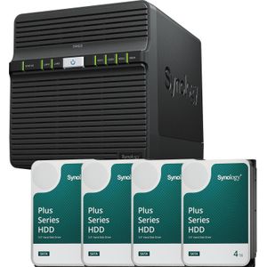 Synology DiskStation DS423 4-bay NAS-server lege behuizing + 4x Plus 3,5"" SATA 6Gb/... (4 x 4 TB), Netwerkopslag