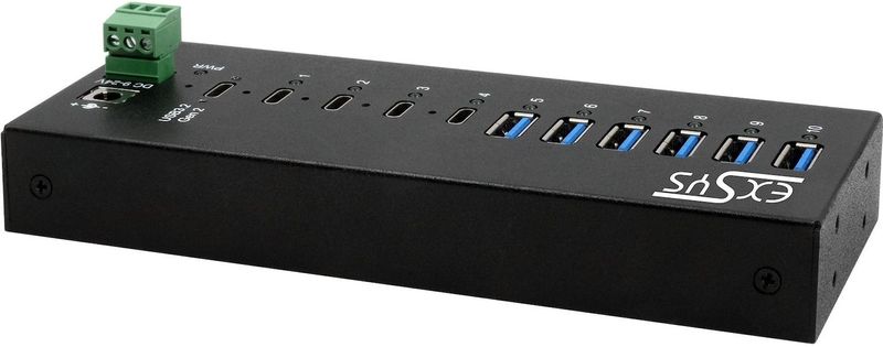 Exsys - EX-12280HMS - USB 3.2 Gen 2x1 Hub - Zwart - 10-poorts