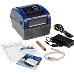 Brady BBP12-SPS-EU, thermische transferprinter, max. breedte 118 mm, 300 dpi, serieel, USB, LAN, met rol (90000 dpi), Labelprinter, Blauw, Grijs