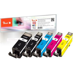 Peach PI100-140 inktcartridge 5 stuk(s) Compatibel Zwart, Cyaan, Foto zwart, Geel