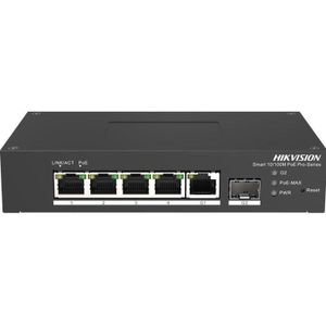 Hikvision DS-3T1306P-SI/HS Smart Managed Switch DIN-RAIL PoE - Schakelaar - 1 Gbps (5 ports), Netwerkschakelaar, Zwart