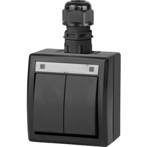 Elektro-Plast SCHAKELAAR 5002-67 2-VOUDIG IP65 AQUANT ZWART (2 Havens), Netwerkschakelaar, Zwart