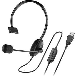 Genius HS-100U USB Hoofdtelefoon Zwart (Bedraad, USB-A), Kantoorheadset, Zwart