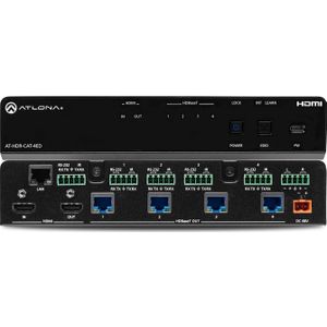 Atlona 4K/60 HDR 4:4:4 Distributieversterker. HDMI HDBT 4-uit Ex., Video omzetters