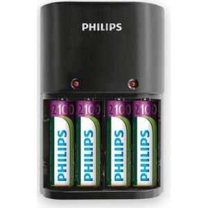 Philips MultiLife batterijlader SCB1490NB/12 (4 Pcs., AA, 2100 mAh, Oplaadbare batterijen + lader), Acculader