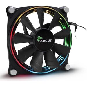 Intertech Inter-Tech Ventilator 120*120*22 Argus Valo 1205 RGB (120 mm, 1 x), PC ventilator, Zwart