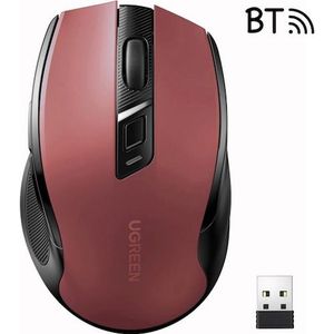 Ugreen Mysz Bezprzewodowa mysz MU006 2,4 GHz + Bluetooth 5.0 (czerwona) (Draadloze), Muis, Rood