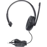 Manhattan - Mono USB - Koptelefoon - Zwart - Over-ear ontwerp, USB-A-connector, geïntegreerde volumeregeling