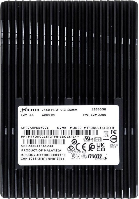 Micron - 7450 PRO - SSD - 15360 GB - NVMe, PCIe Gen4, 2.5"