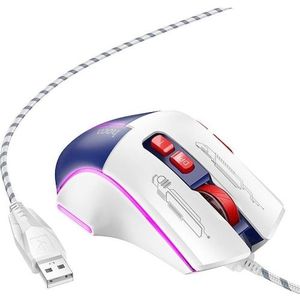 Hoco - GM31 - Gaming Muis - Wit Blauw - Bedraad - 3600 DPI