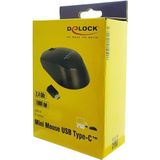DeLOCK draadloze USB-C mini muis met 3 knoppen - 1000 DPI / zwart
