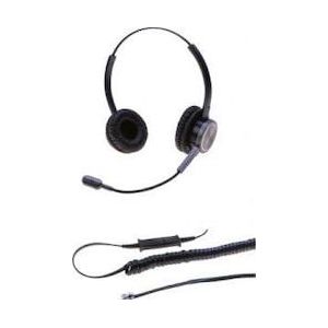 Dacomex perl binaurale hoofdtelefoon met zwanenhals ruisonderdrukking (Bedraad), Kantoorheadset, Zwart