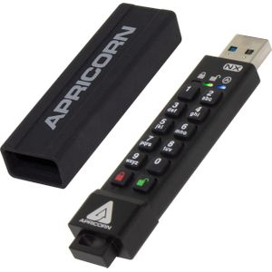 Apricorn SecureKey 3NX (128 GB, USB A, USB 3.1), USB-stick, Zwart