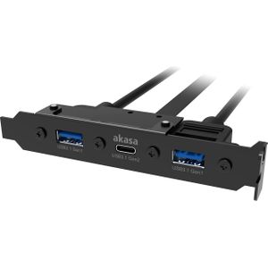 Akasa - USB 3.1 gen 2 type C en 2xType A 3.0 zÃ¡slepka (USB 3.1, USB Type-C, 50 cm), Data + Video Adapter