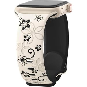 Cover-Discount Apple Watch 42/41/40mm - Siliconen vervangingsbandje Bloemen (Silicone), Horlogebandjes, Veelkleurig