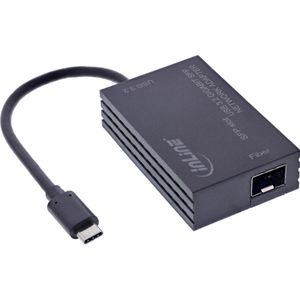 InLine USB-C zu SFP Gigabit Fiber Netzwerkadapter (10/100/1000 Mb/s) (USB-C, SFP (1x)), Netwerkadapter, Zwart