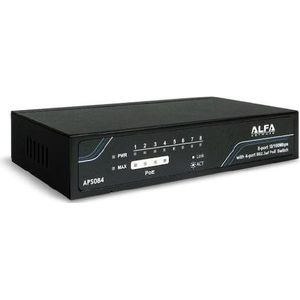 Alfa Network APS084 - Desktop Ethernet Switch, 8-poorts 10/100 Mbps met 4-poorts PoE (8 ports), Netwerkschakelaar
