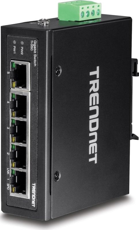 TRENDnet - TI-G50 - DIN-rail Switch - Zwart - 5-poorts - IP30 - 10 Gbps