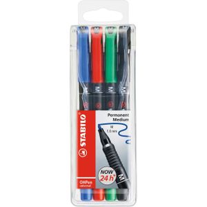 STABILO, Marker, OHPen universele folie stift permanent (Rood, Blauw, Zwart, Groen, 1 mm)