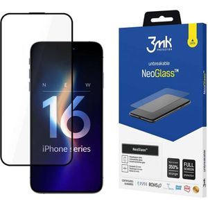 3MK NeoGlass (1 Stuk, iPhone 16 Pro Max), Smartphone beschermfolie, Zwart