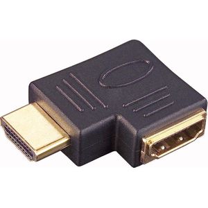 E+P HDMI 9 Adapter 19pin HDMI stekker+19pin HDMI Kup schuin. (DC-connector 4,5 mm), Data + Video Adapter, Zwart
