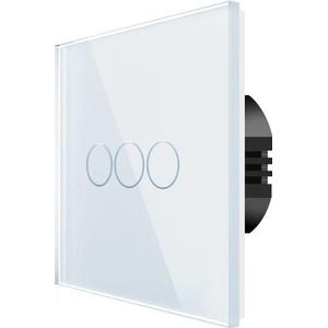 Spring, Lichtschakelaars + Stopcontacten, Driedraads, eenrichtingsaanraakschakelaar, glas wit