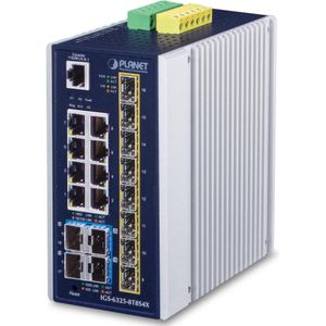 Planet IP30 Industriële L3 8-poort (8 ports), Netwerkschakelaar, Blauw, Wit