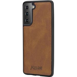 Megshi Galaxy S21 FE - Portemonnee Hoesje Combi bruin (Galaxy S21 FE), Smartphonehoes, Bruin