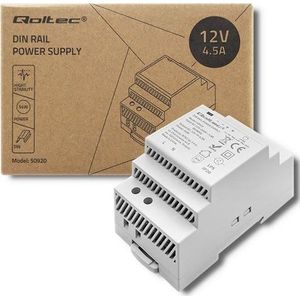 Qoltec DIN-rail voeding 54W 12V 4 5 A Grijs (54 W), PC-voedingseenheid, Grijs