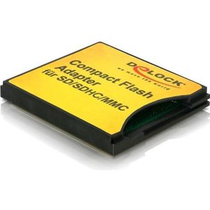 Delock adapter SD - CF II, Geheugenkaartlezer, Geel