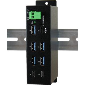 Exsys - EX-1196HMS - USB Hub - Zwart - Metalen - 7 Poorten