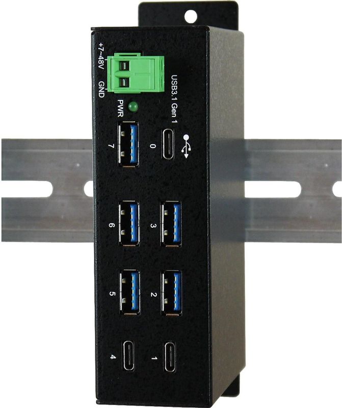 Exsys - EX-1196HMS - USB Hub - Zwart - Metalen - 7 Poorten