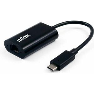 Nilox - USB C - RJ45 Adapter - Zwart - Gegevensoverdracht tot 1000 Mbit/s