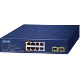 Planet - GSD-1022UP - Netwerkschakelaar - Blauw - 10p Gigabit - 120W - 8 Poorten