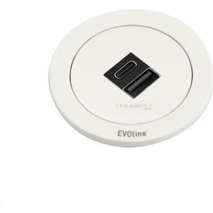 Evoline, Stopcontacten, Eén ingebouwde wandcontactdoos met USB-lader A/C, wit