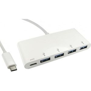 Cables Direct Cdl USB Type C-4 Poort Hub+Pd (USB-C, 4 Havens), Docking station + USB-hub
