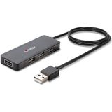 Lindy 4-poorts USB 2.0 Hub Voor het aansluiten van 4 extra USB 2.0 apparaten (USB-A, 4 Havens), Docking station + USB-hub, Zwart